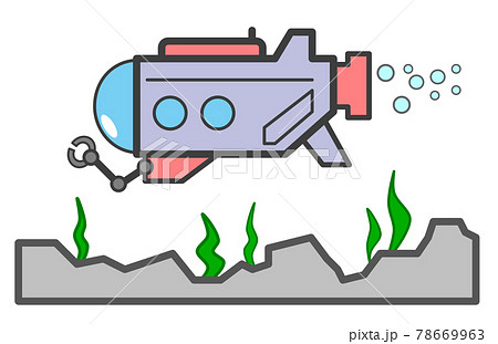 水中で探査中の潜水艇のイラスト 水中で探査中の潜水艇のイラスト 78669963