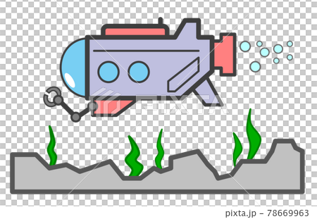 水中で探査中の潜水艇のイラスト 水中で探査中の潜水艇のイラスト 78669963