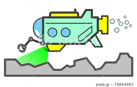 水中で探査中の潜水艇のイラスト 78669965
