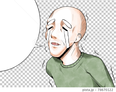 漫画風カラー_悲しくて泣くおじいさん_横_吹き出し 78670122