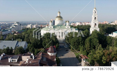 Panorama of the city of Penza from the air in the summer. Penza, Russia. The city of Penza in Russia shot from a height. Panorama of the city of Penza from the air in the summer. Penza, Russia. The city of Penza in Russia shot from a height. 78670926