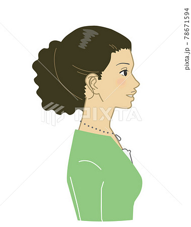 フォーマルな服装のアフリカ系アメリカ人女性横顔のイラスト素材