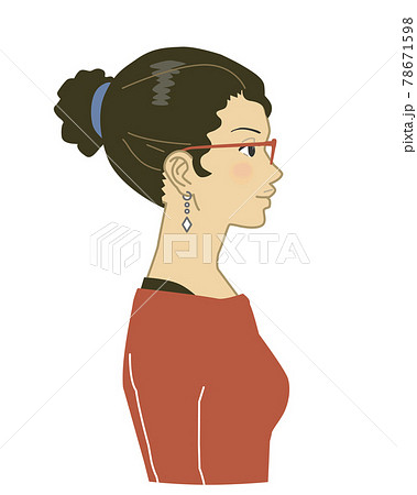 眼鏡をかけたアフリカ系アメリカ人女性横顔のイラスト素材