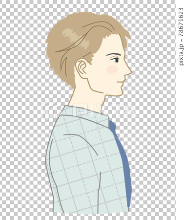 シャツとタイをした男性の横顔のイラスト素材