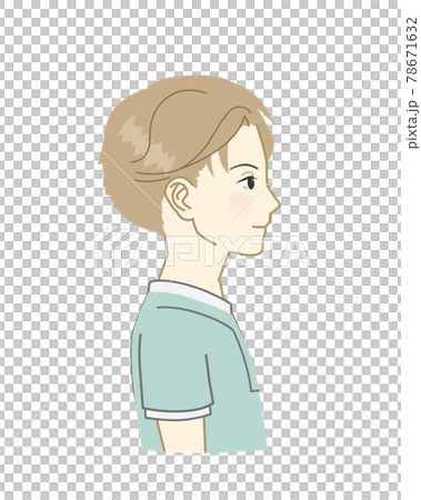 Tシャツを着た少年横顔のイラスト素材