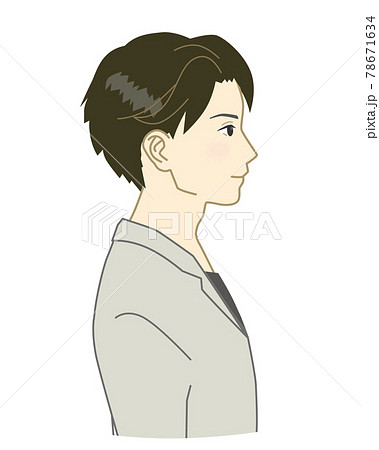 スーツを着た日本人男性横顔のイラスト素材