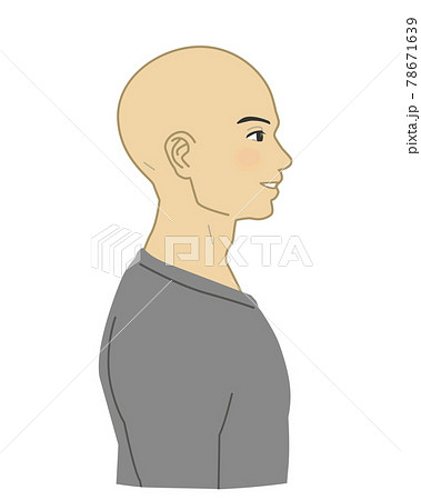 髪を剃ったアフリカ系アメリカ人男性横顔のイラスト素材