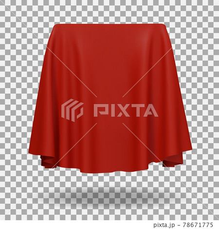 Red fabric covering a blank template vector illustration Red fabric covering a blank template vector illustration 78671775