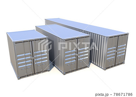 Metallic ship cargo containers 10 20 and 40 feet 3D illustration 78671786