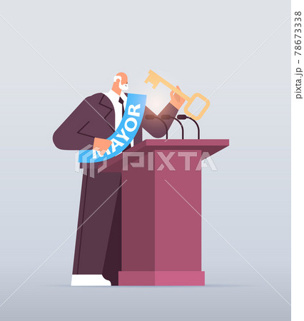 Mayor With Key Giving Speech From Tribune のイラスト素材