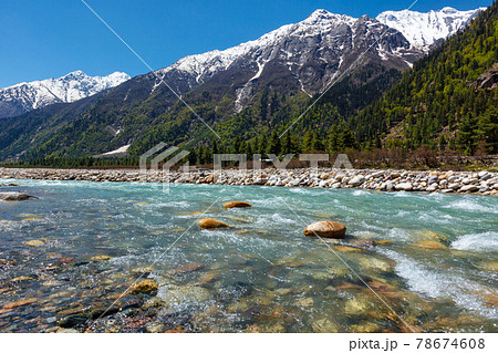 Baspa river in Himalayas 78674608