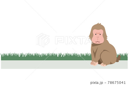 猿と草地のイラスト素材のイラスト素材