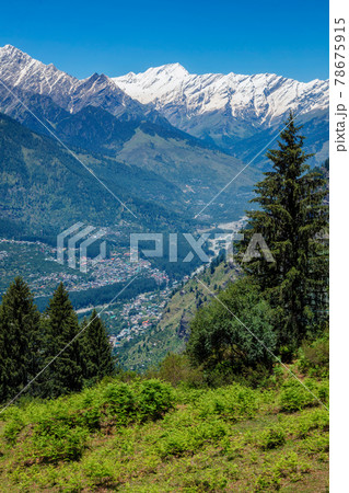 Spring in Kullu valley in Himalaya mountains. Himachal Pradesh, India 78675915