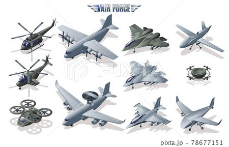 Military Aviation Air Force Set collection,のイラスト素材