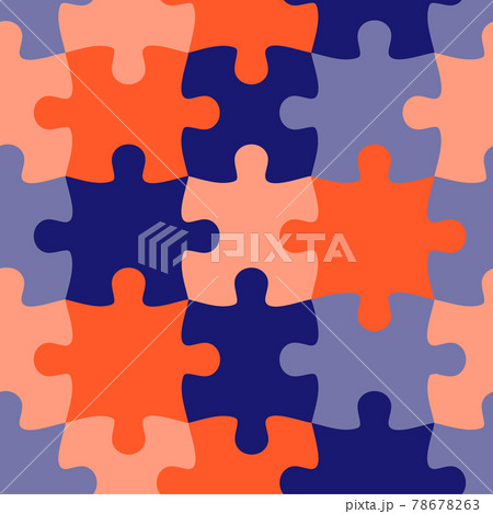 Colorful jigsaw. Seamless puzzle pattern. Autism background. World autism awareness day. Childish design template. Vector Illustration. EPS10. Design for fabric, wallpaper, textile and decor. 78678263