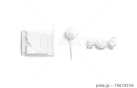 Blank white candy, lollypop and cookies pack mockup 78678556