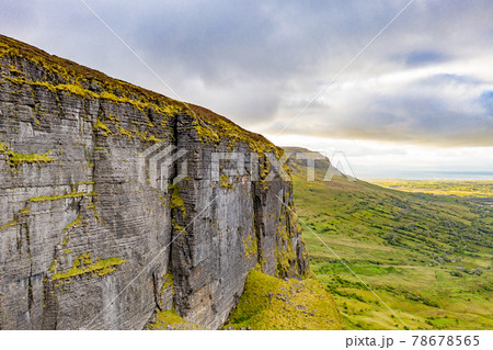 Aerial view of rock formation located in county Leitrim, Ireland called Eagles Rock 78678565