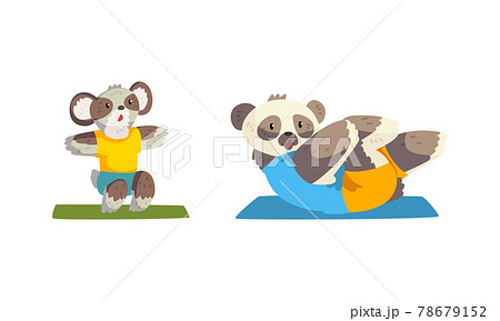 Cute Animals Wild Animals Doing Sports Set, Panda Bear Doing Sit Up and Koala Bear Doing Squats Cartoon Vector Illustration Cute Animals Wild Animals Doing Sports Set, Panda Bear Doing Sit Up and Koala Bear Doing Squats Cartoon Vector Illustration 78679152