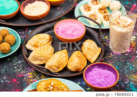 Traditional Indian Holi festival food Traditional Indian Holi festival food 78680021
