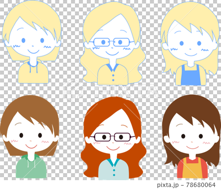 女性3人組色違い シンプルおしゃれイラスト 78680064