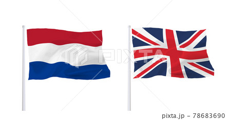 イギリスとオランダの国旗のイラスト素材