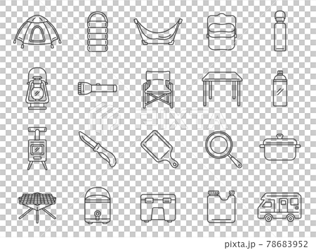 Camping equipment icon set 78683952