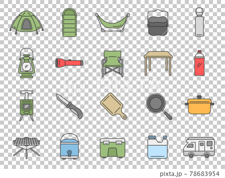 Camping equipment icon set 78683954
