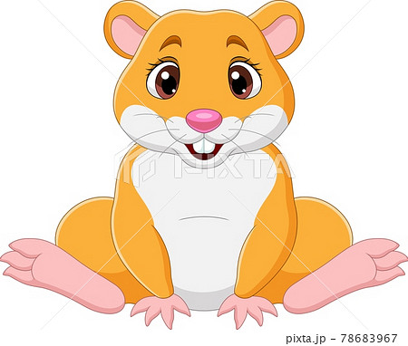 Cartoon funny baby hamster sitting 78683967