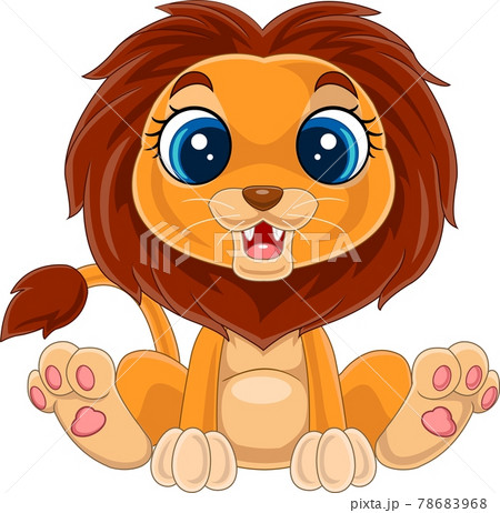 Cartoon cute baby lion sitting 78683968