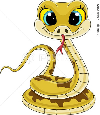 Cartoon cute baby snake sitting - Stock Illustration [78683969] - PIXTA