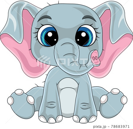 Cartoon cute baby elephant sitting 78683971