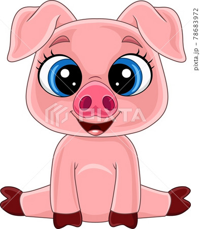 Cartoon cute baby pig sitting 78683972