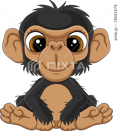 Cartoon Cute Baby Chimpanzee Sitting Stock Illustration