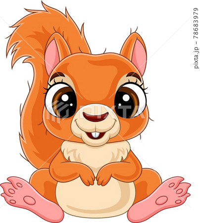 Cartoon funny little squirrel sitting Cartoon funny little squirrel sitting 78683979