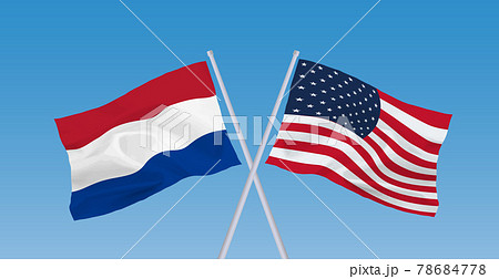 アメリカとオランダの国旗のイラスト素材
