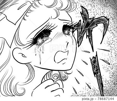 70年代少女漫画お嬢様大泣きで泣き叫ぶイラスト 78687144
