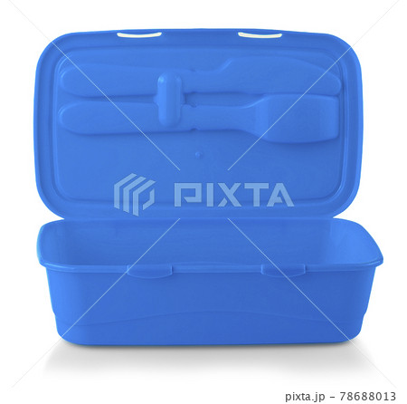 Blue Food plastic containers isolated on a white background Blue Food plastic containers isolated on a white background 78688013