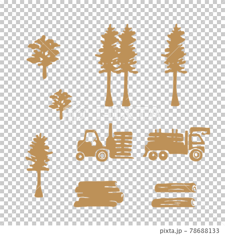 Lumber industry silhouette illustration set 78688133