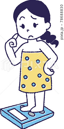 体重測定をしている女性のイラスト素材 7860