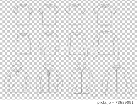 Outerwear, tops, T-shirt fashion line drawing illustration material 78689091