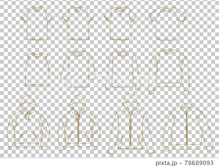 Outerwear, tops, T-shirt fashion hand-painted style line drawing illustration material 78689093