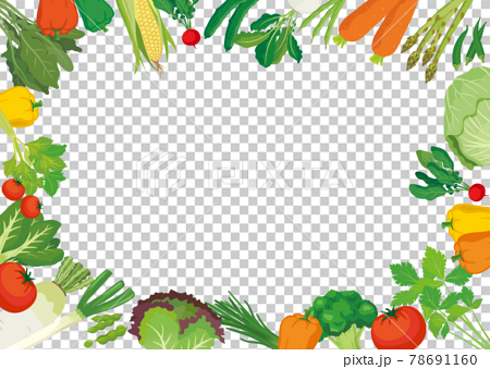 野菜フレーム 背景白 囲み のイラスト素材