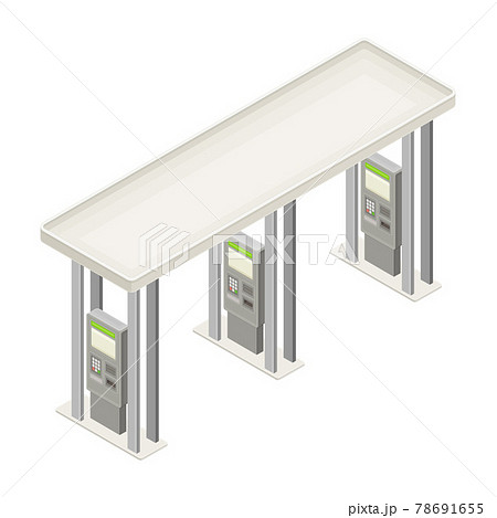 Gas or Filling Station as Facility Selling Fuel for Motor Vehicle Isometric Vector Illustration 78691655