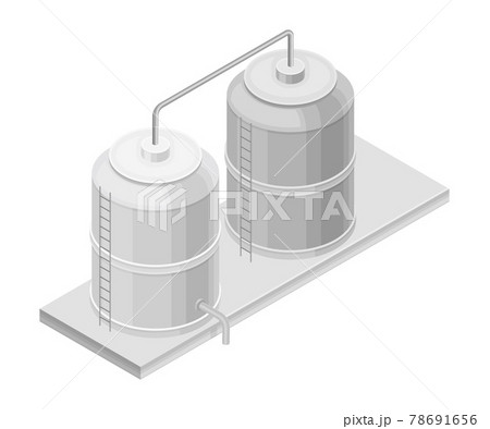 Steel Tank or Storage Reservoir with Oil or Petroleum Isometric Vector Illustration 78691656