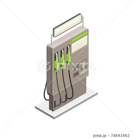 Gas Station or Filling Station with Pump Nozzle as Facility Selling Fuel for Motor Vehicle Isometric Vector Illustration 78691662