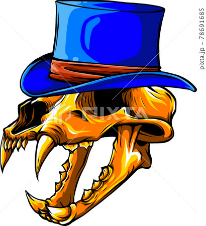 vector illustration of skull of tiger with hat 78691685