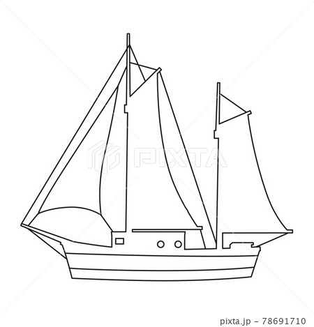 Sailboat line icon logo design marines, peedboat, ship, vessel, side view. Vector illustration outline simple element symbol 78691710