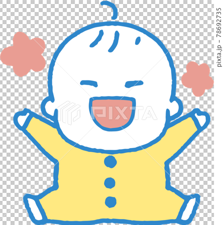 寶寶開心坐下插畫(主線顏色藍色) 寶寶開心坐下插畫(主線顏色藍色) 78692735