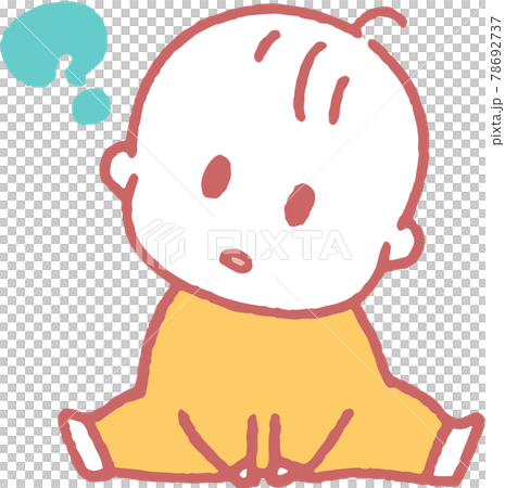 坐著的嬰兒插畫（主線顏色粉紅色） 78692737