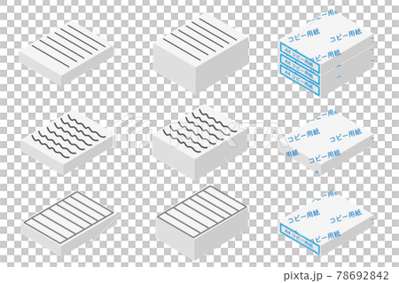 アイソメトリックな書類やコピー用紙の束のセットのイラスト素材